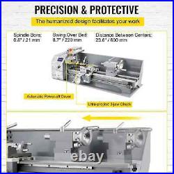 VEVOR Metal Mini Lathe 1100w Mini Metal Lathe 220x600mm 38mm Spindle 3-Jaw Chuck