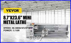 VEVOR Metal Mini Lathe 1100w Mini Metal Lathe 220x600mm 38mm Spindle 3-Jaw Chuck