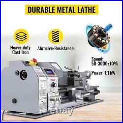 VEVOR Metal Mini Lathe 1100w Mini Metal Lathe 220x600mm 38mm Spindle 3-Jaw Chuck