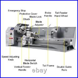 VEVOR Mini Metal Lathe 750W Brushless Motor Infinitely Variable Speed 8.7x29.5