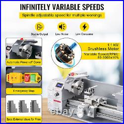 VEVOR Mini Metal Lathe 8.7 × 29.5 Metalworking Machine Metal Gears 1100W