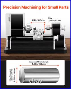 VEVOR Mini Metal Lathe Machine 2.76X5.12 in 36W 20,000 RPM Speed with 3-Jaw Chuc