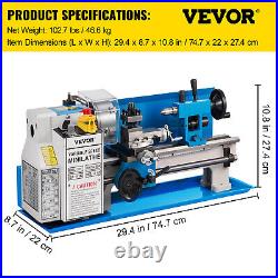 VEVOR Mini Metal Lathe Machine 7x14 550W Variable Speed 2250 RPM Tools