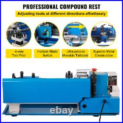 VEVOR Mini Metal Lathe Machine 7x14 550W Variable Speed 2250 RPM Tools