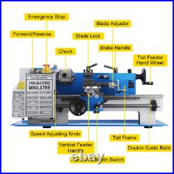 VEVOR Mini Metal Lathe Machine 7x14 550W Variable Speed 2250 RPM Tools