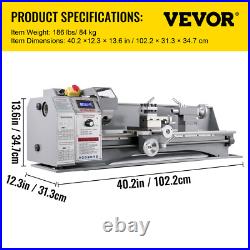 VEVOR Mini Metal Lathe Metalworking Machine Metal Gears 1100W 8.7×29.5