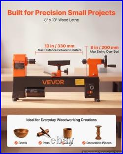 VEVOR Wood Lathe 1/3 HP 8 x 13 Mini Benchtop Woodworking Lathe Variable Speed