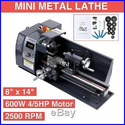 Variable-Speed Mini Metal Lathe 8x14 600W Woodworking Tools With5 Turning Tools