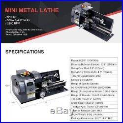 Variable-Speed Mini Metal Lathe 8x14 600W Woodworking Tools With5 Turning Tools