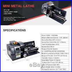 Variable-Speed Mini Metal Lathe Woodworking Tools With5 Turning Tools 8x14 600W