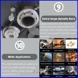 WM180V MT3 600W Mini Metalworking Lathe Metric Precision Metal Lathe 110V