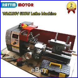 WM180V Mini Lathe Machine Wood Metal Lathe Turning Thread with 600W Spindle Hole