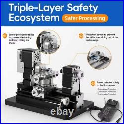 ZHRUI Mini Metal Lathe 60W 12,000 RPM, 4-Axis All-Machine Tool for Soft Metal