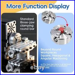 ZHRUI Mini Metal Lathe 60W 12,000 RPM, 4-Axis All-Machine Tool for Soft Metal
