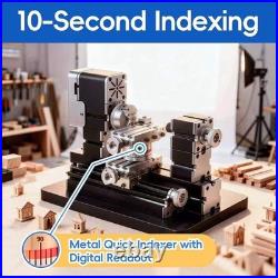 ZHRUI Mini Metal Lathe 60W 12,000 RPM, 4-Axis All-Machine Tool for Soft Metal