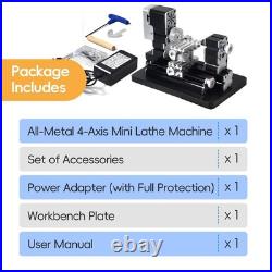 ZHRUI Mini Metal Lathe 60W 12,000 RPM, 4-Axis All-Machine Tool for Soft Metal